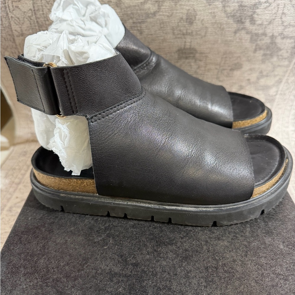 Black Leather Women's Sandals - Picture 2 of 6